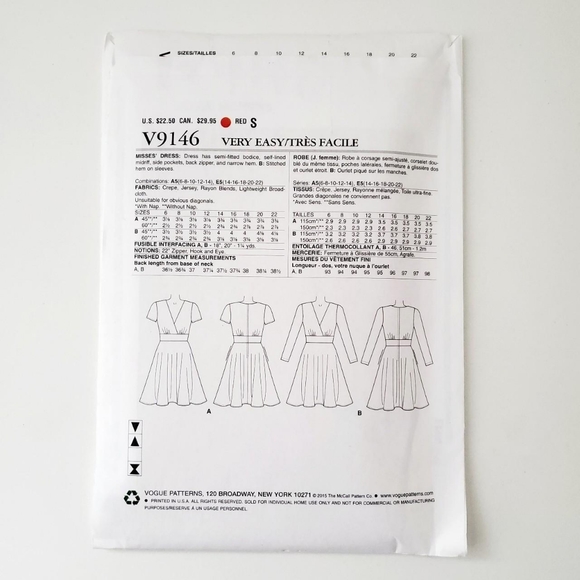 Vogue Sewing Pattern - Picture 2 of 3